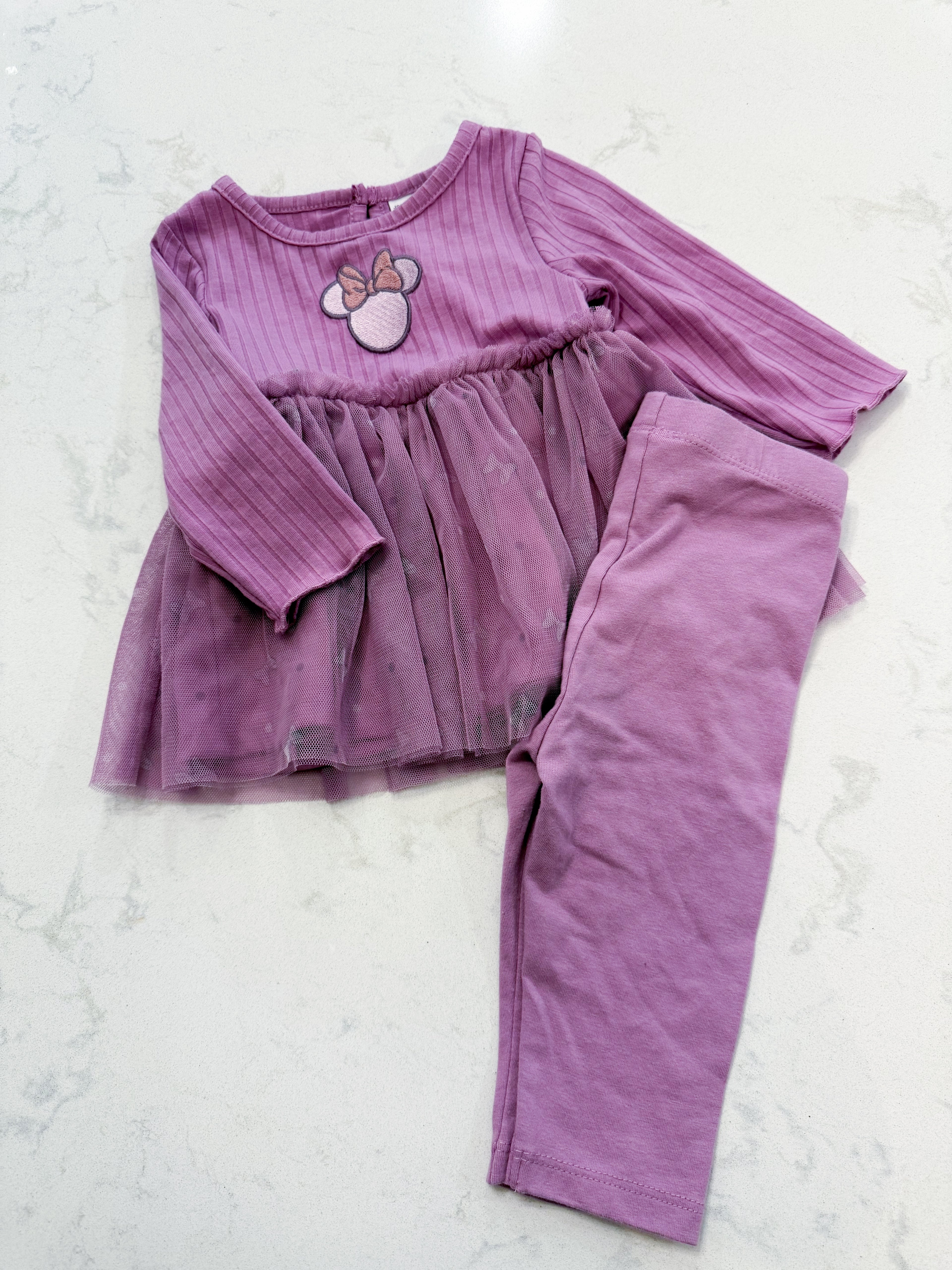 Joe Fresh- 3-6m- VGUC- purple set with tulle dress and leggings