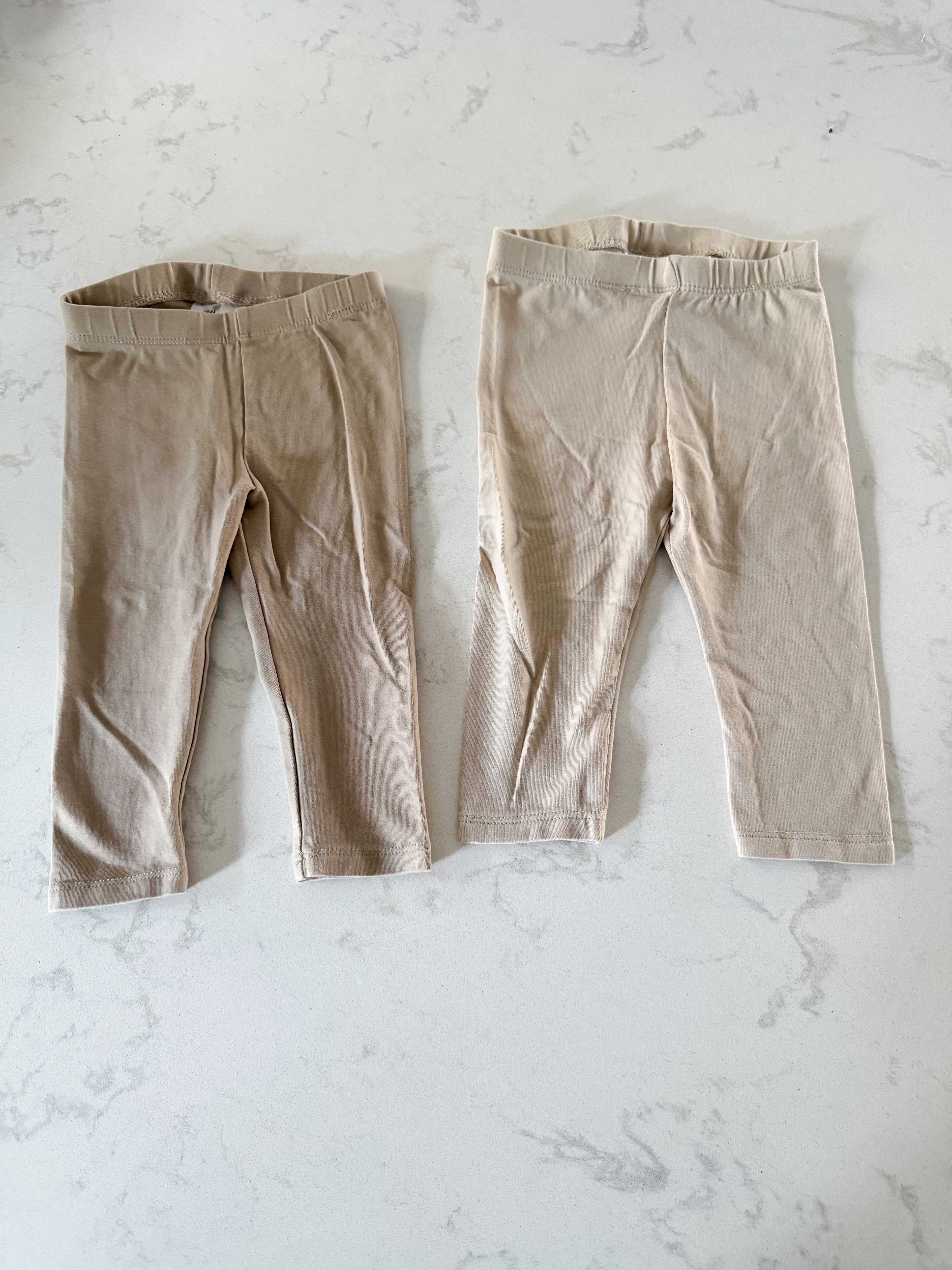 H&M- 6-9m- VGUC- 2 pairs of brown leggings