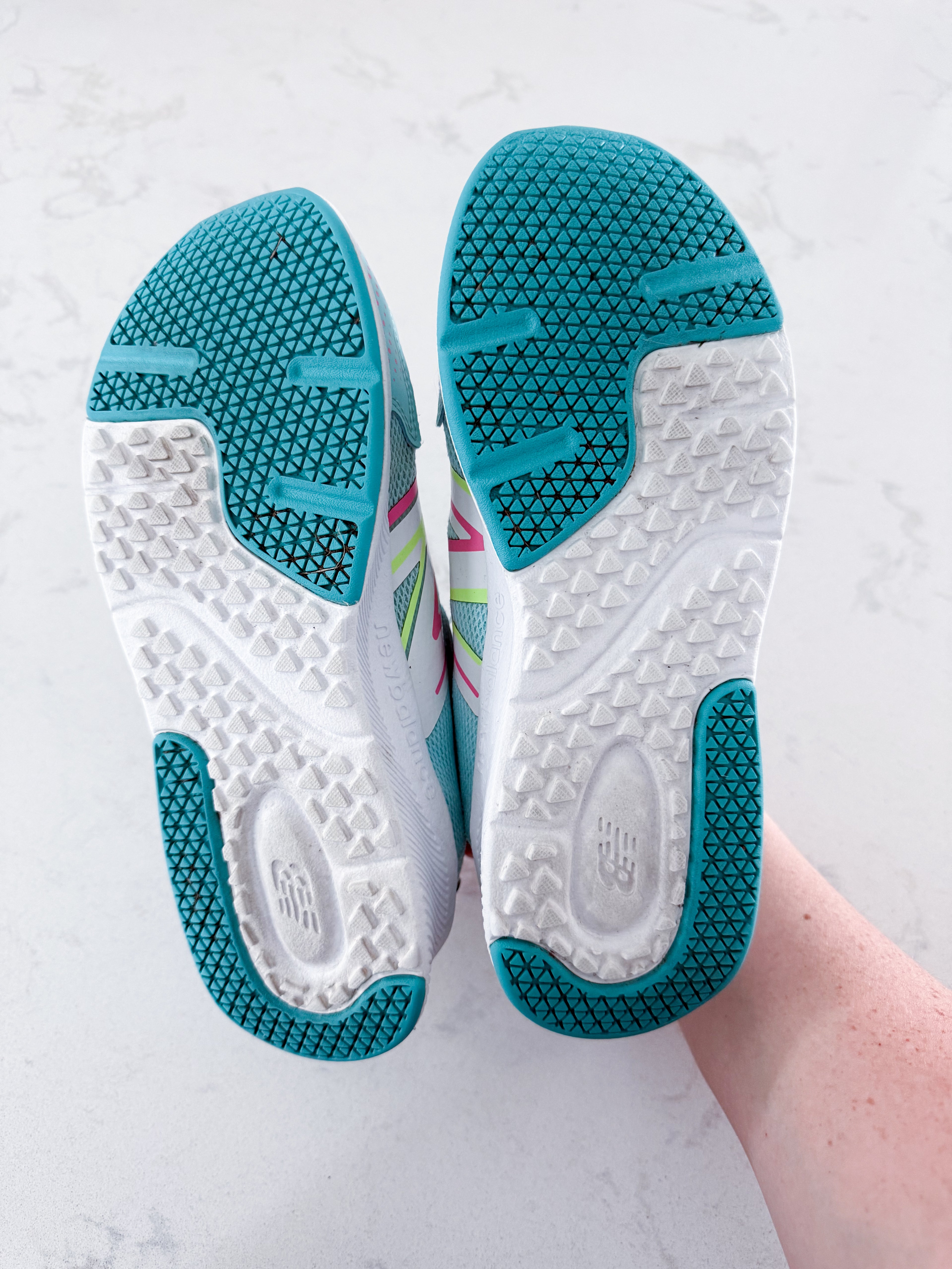 New Balance- 3Y- PLAY- aqua with neon green and pink sneakers