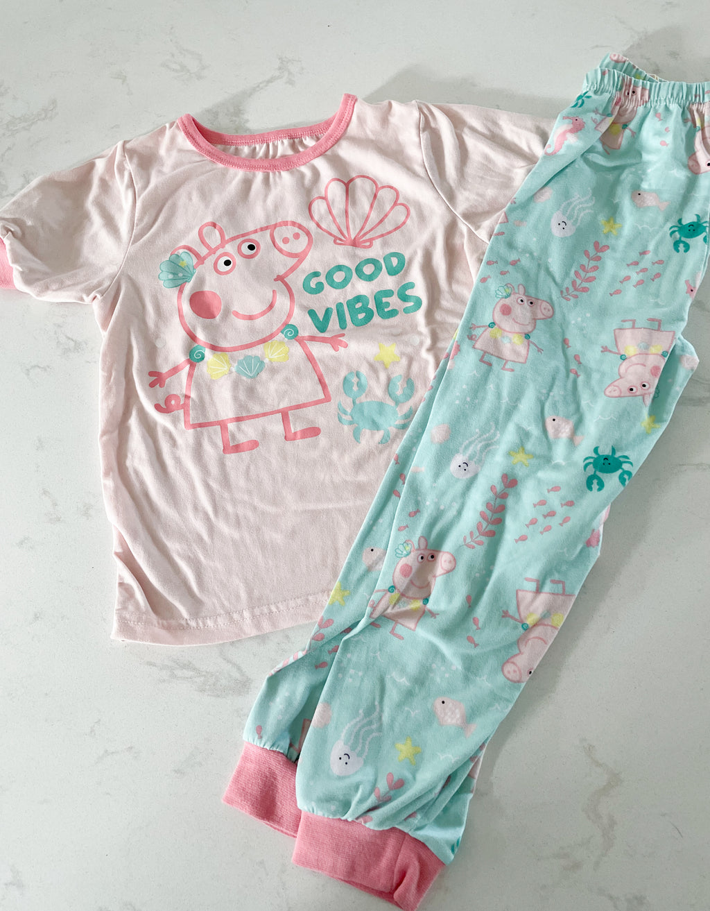 Peppa Pig- 5T- PLAY- pink short sleeve pants pajamas Peppa Pig