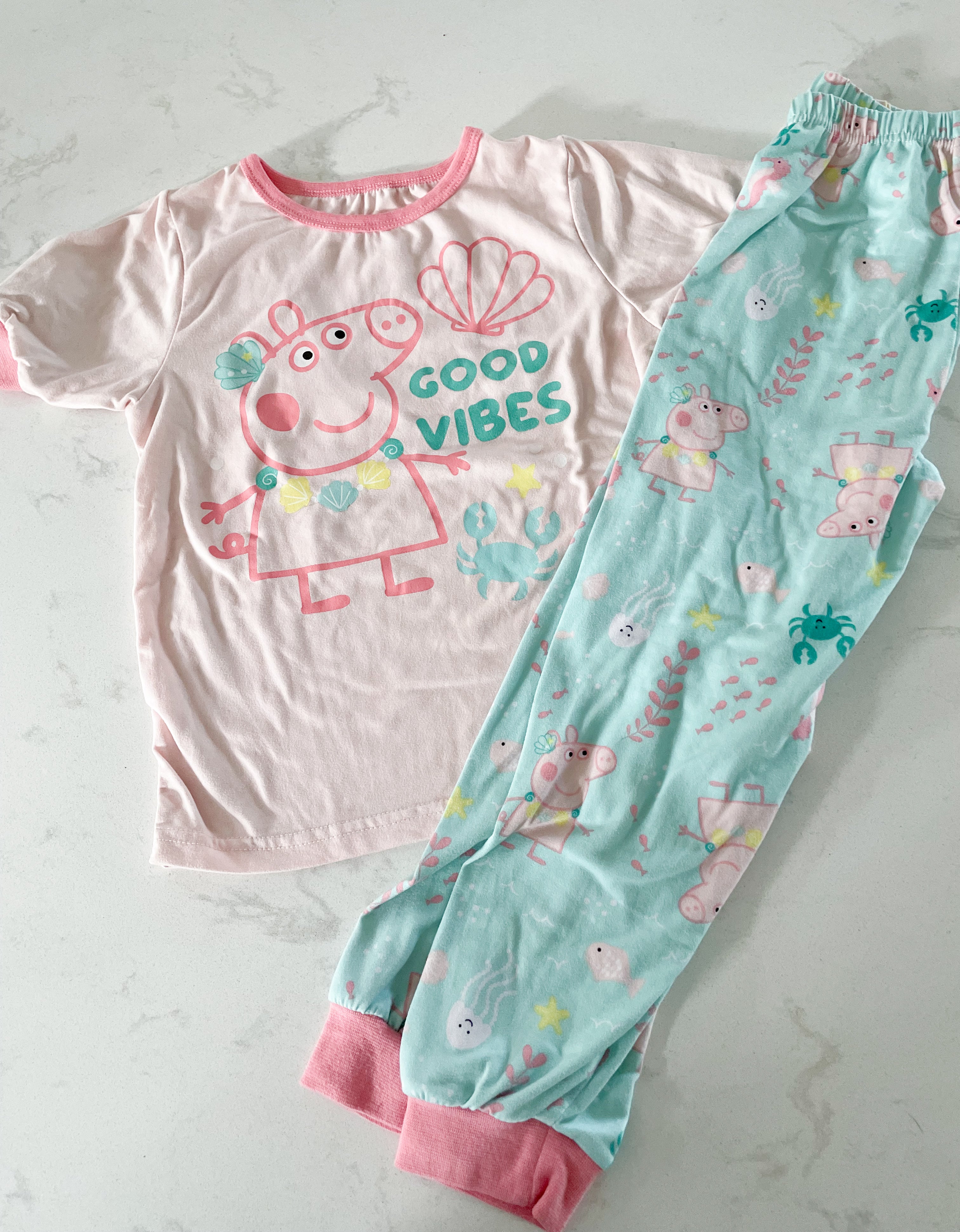 Peppa Pig- 5T- PLAY- pink short sleeve pants pajamas Peppa Pig