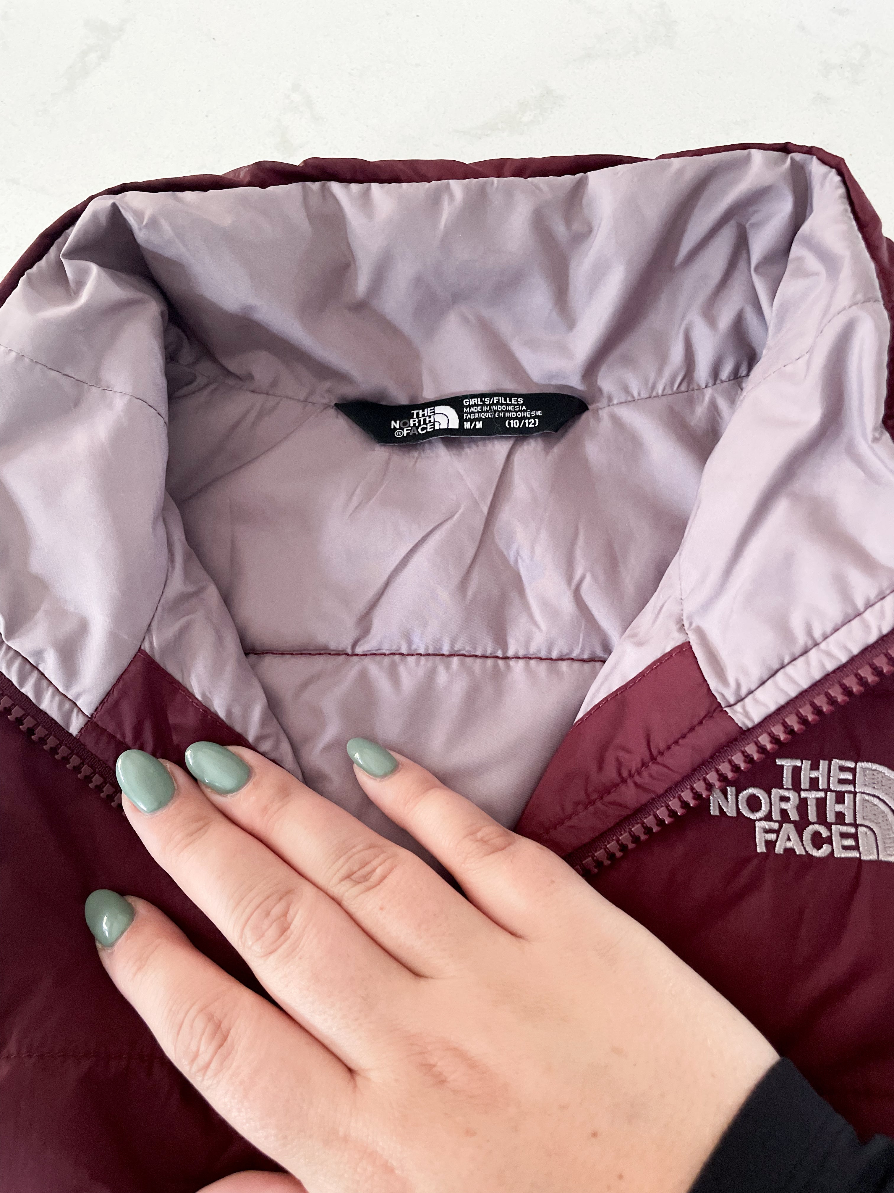 The North Face-10-12Y-VGUC- burgundy thin puffer vest