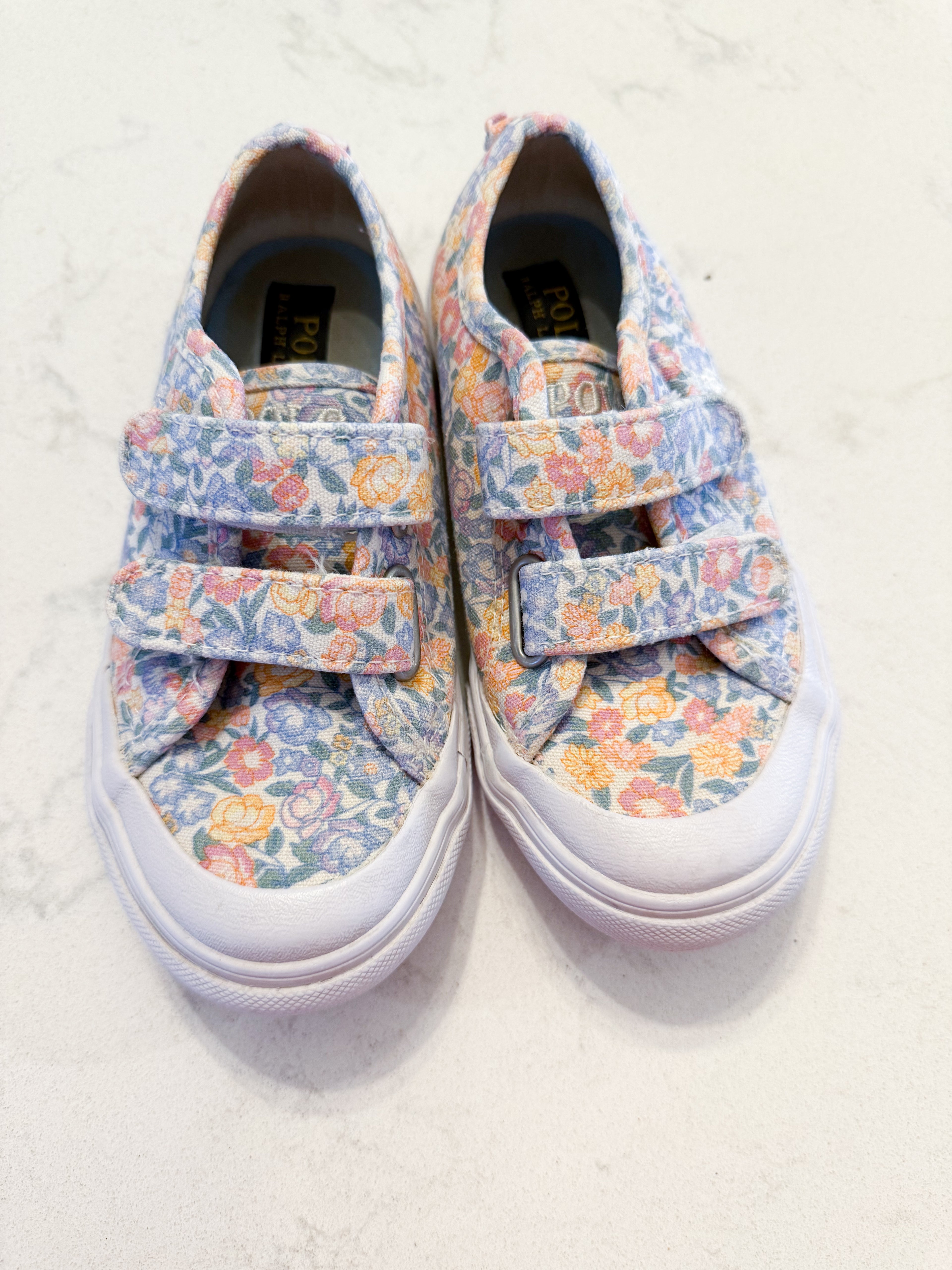Ralph Lauren- 10C- VGUC- pastel floral Velcro shoes