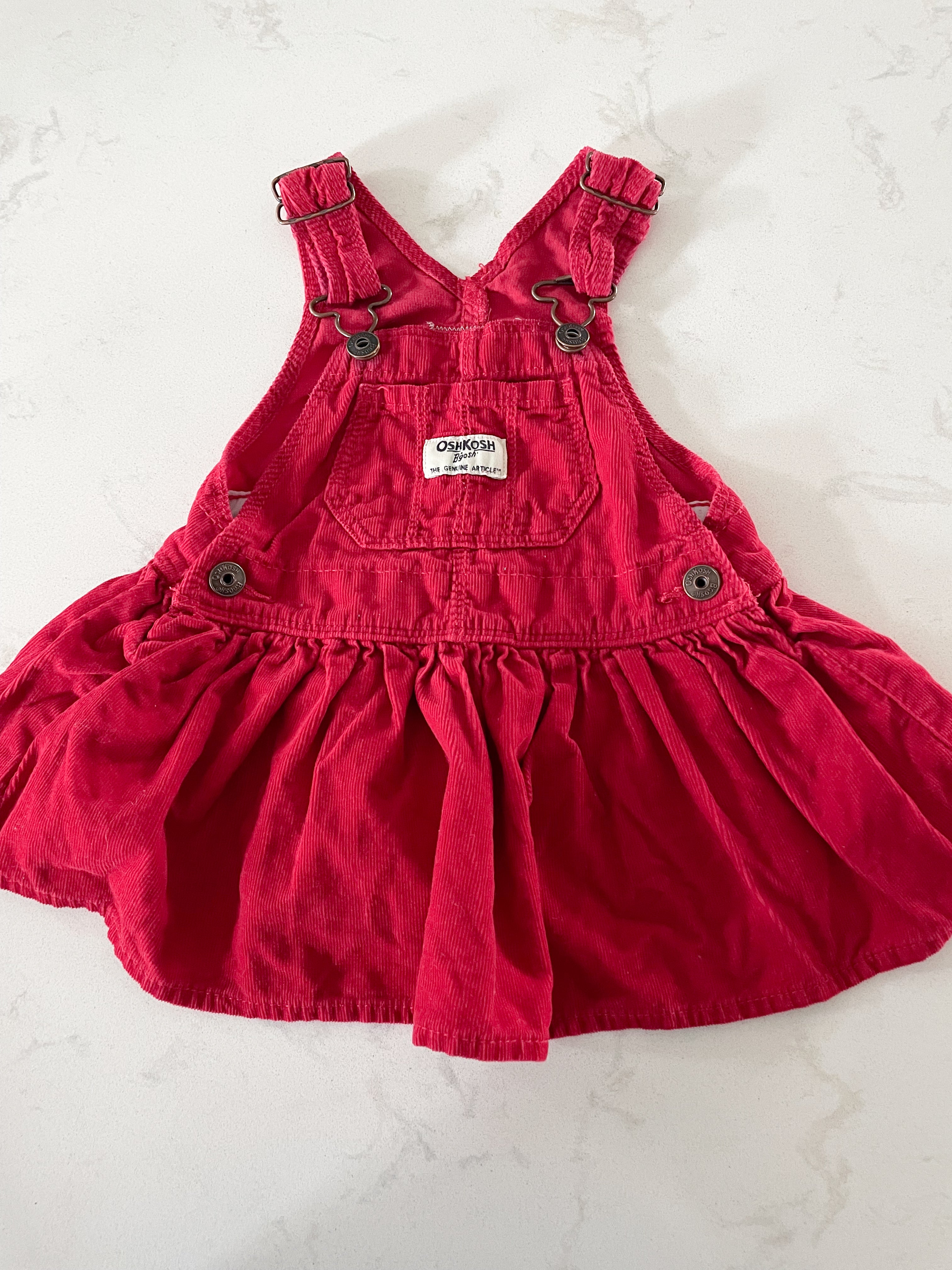 Oshkosh- 12 months- corduroy red overall dress