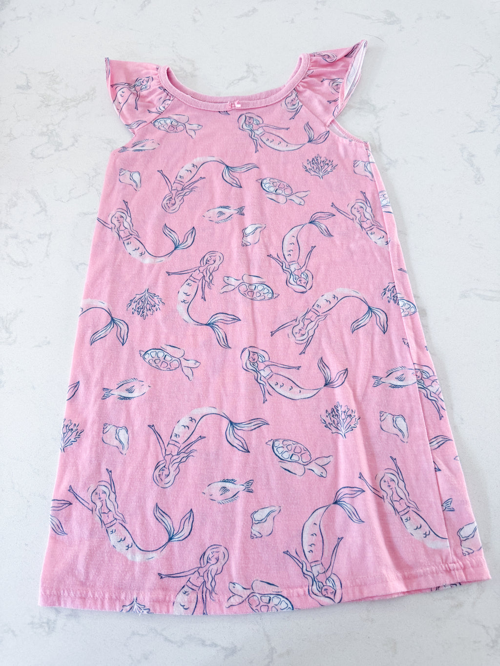 Carters- 4-5Y- PLAY- pink short sleeve nightgown with mermaid pattern