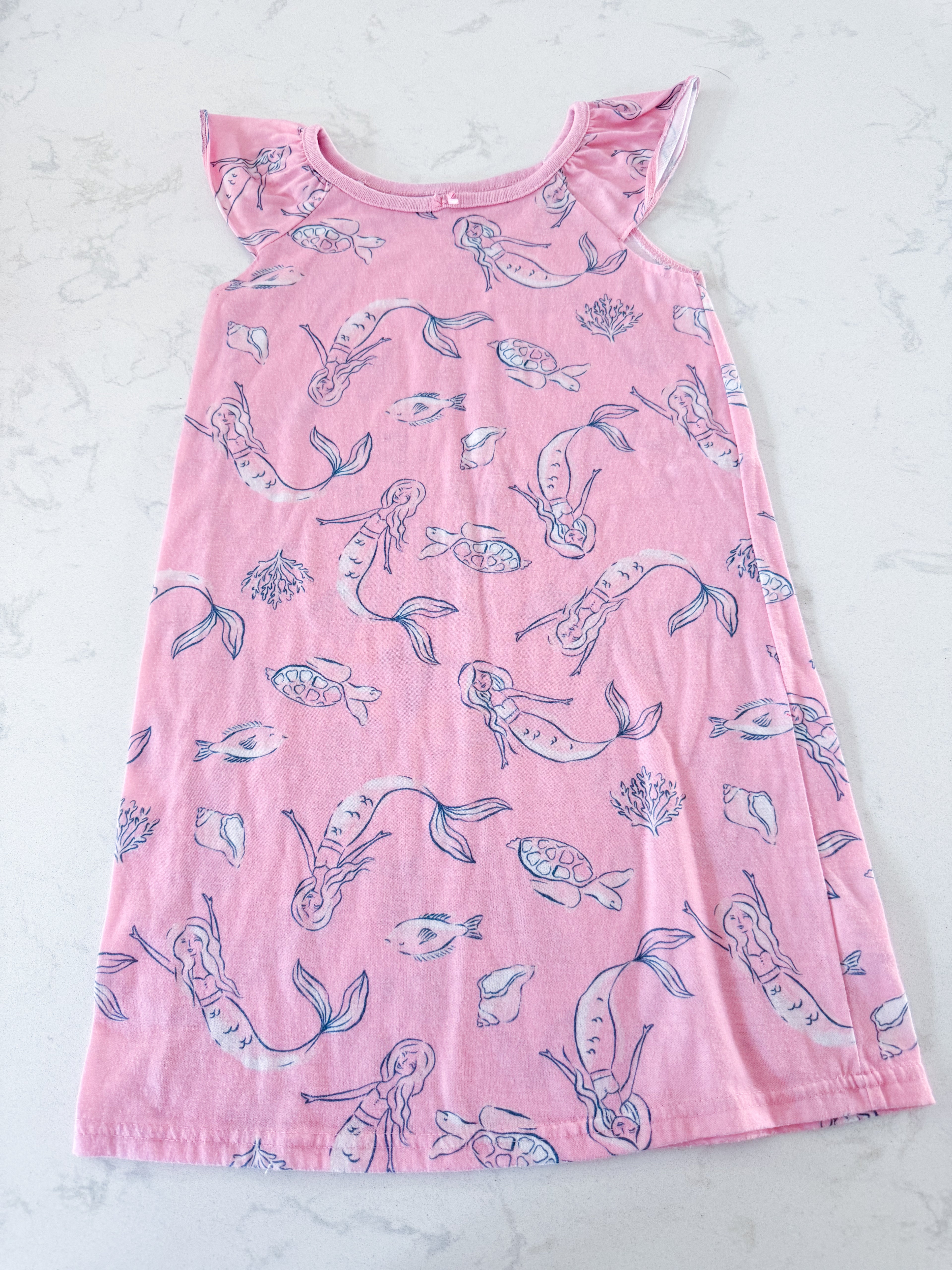 Carters- 4-5Y- PLAY- pink short sleeve nightgown with mermaid pattern