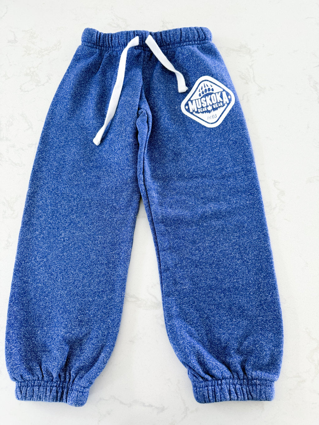 Muskoka Bear Wear- xs (4-5Y)- VGUC- blue speckled sweatpants