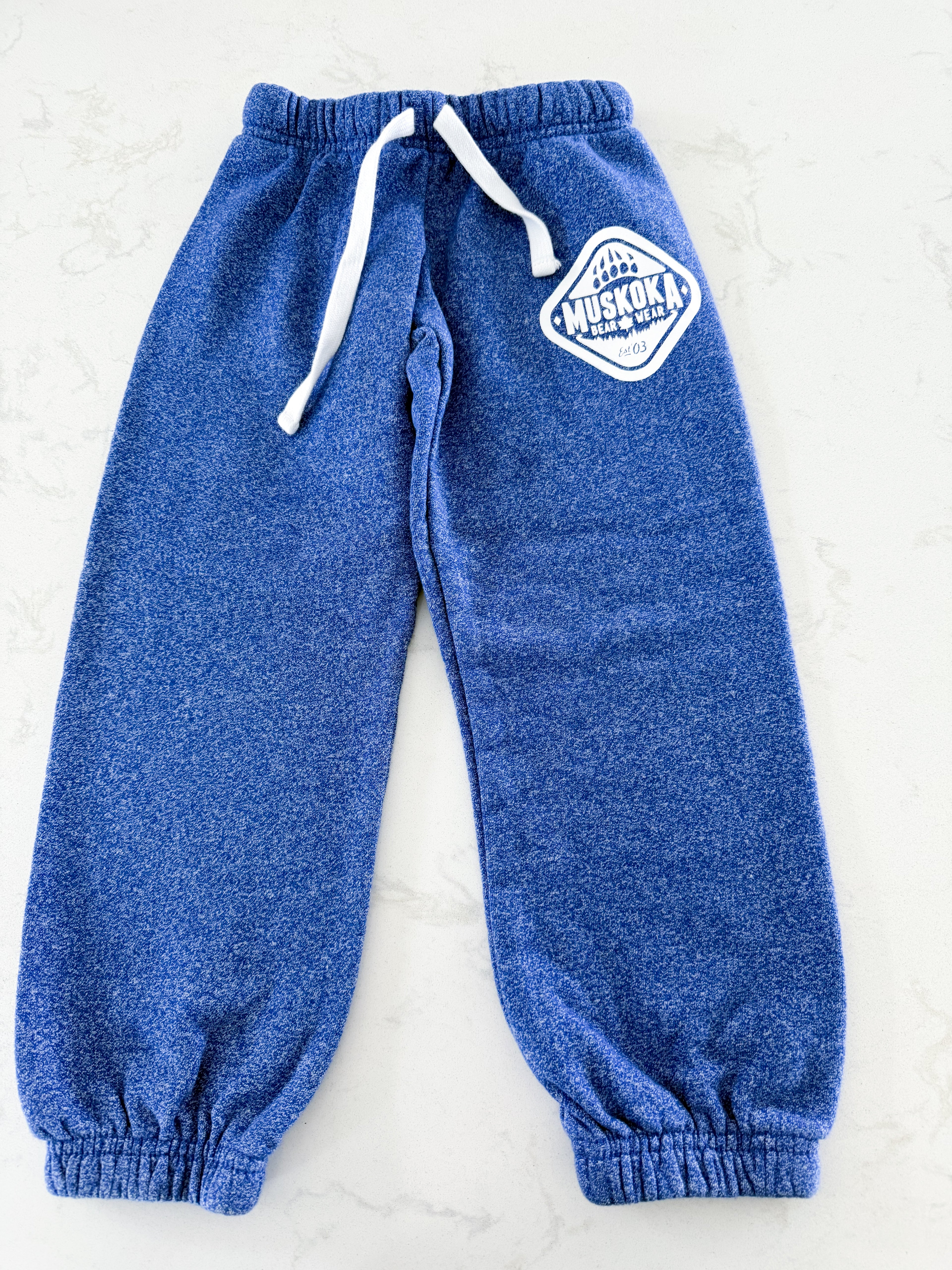 Muskoka Bear Wear- xs (4-5Y)- VGUC- blue speckled sweatpants