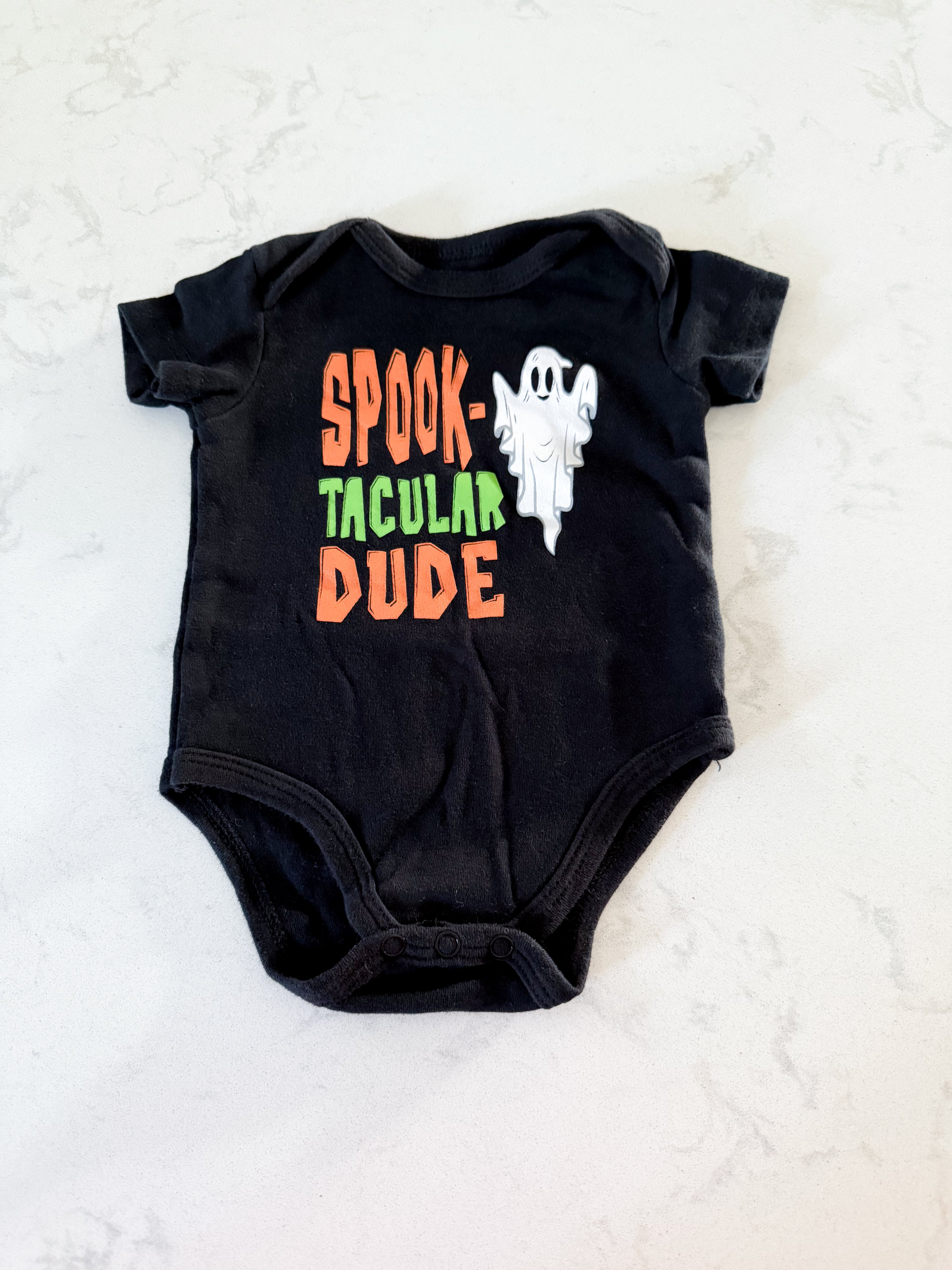 No brand- 0-3m- GUC- black short sleeve ghost bodysuit