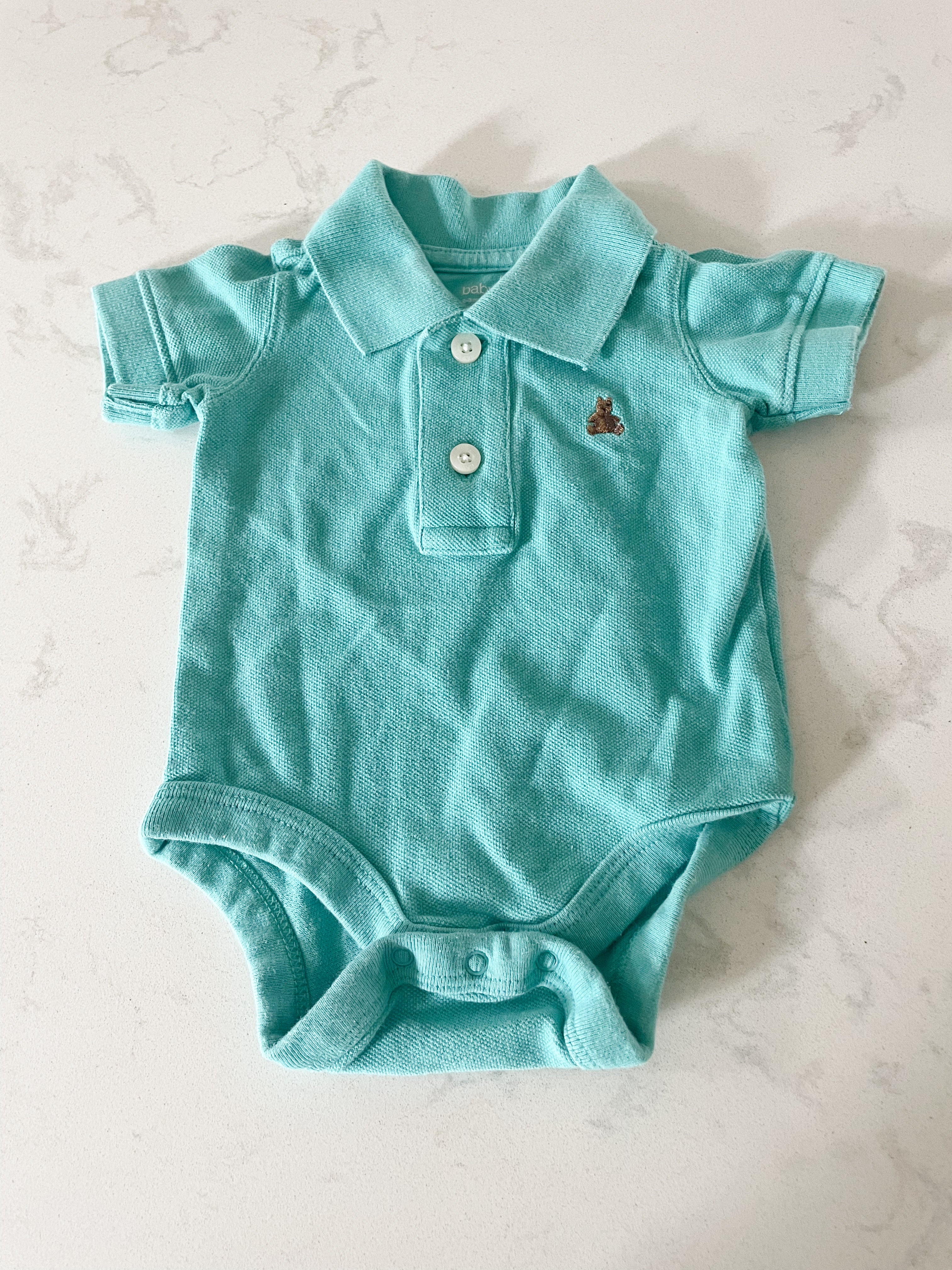 Baby Gap- 0-3 months- blue short sleeve polo bodysuit