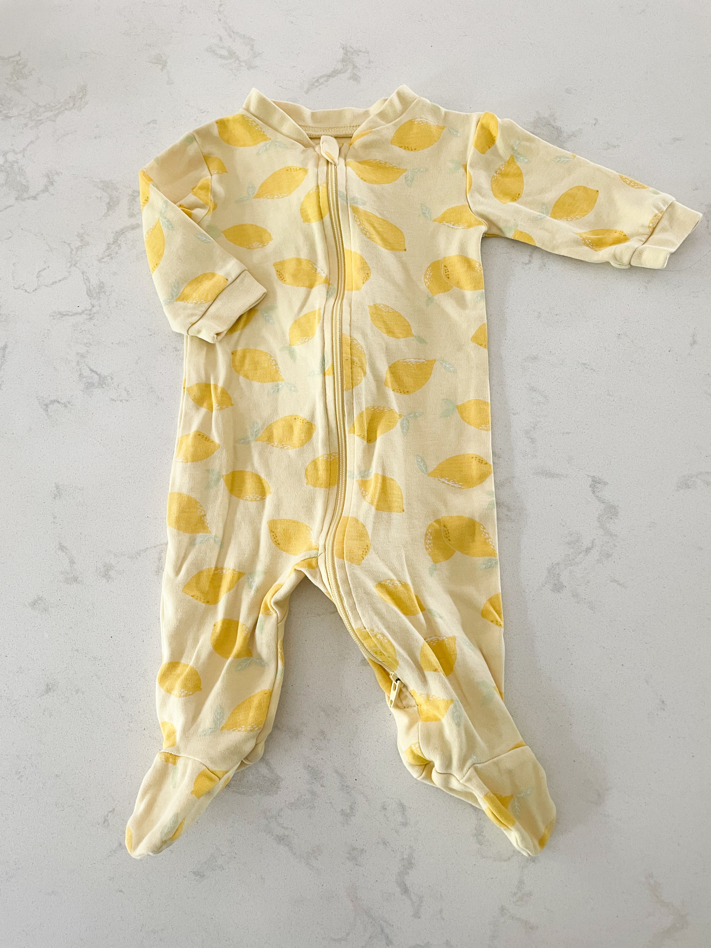 George- 0-3 months- lemon zipper footie pajamas