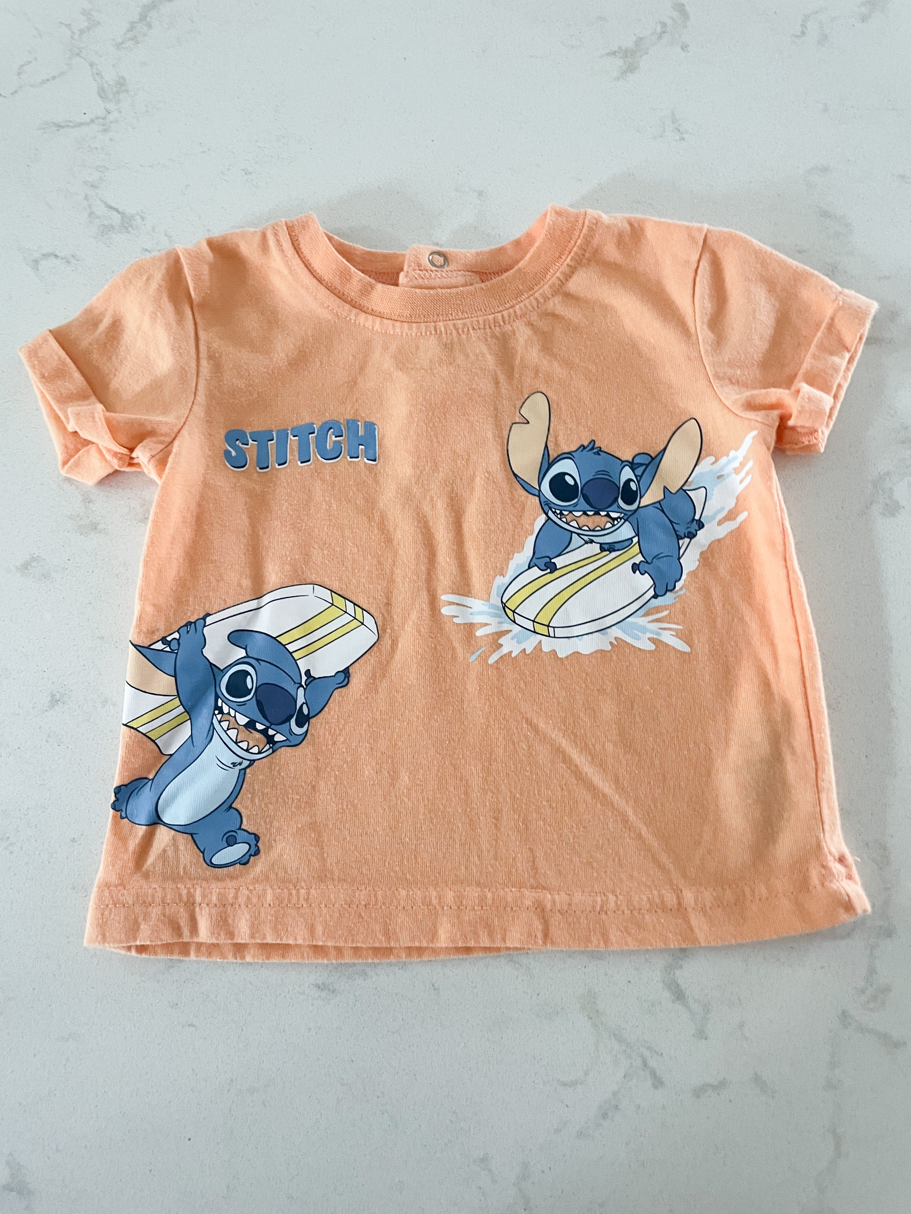 Disney Baby- 0-3 months- light orange stitch t shirt