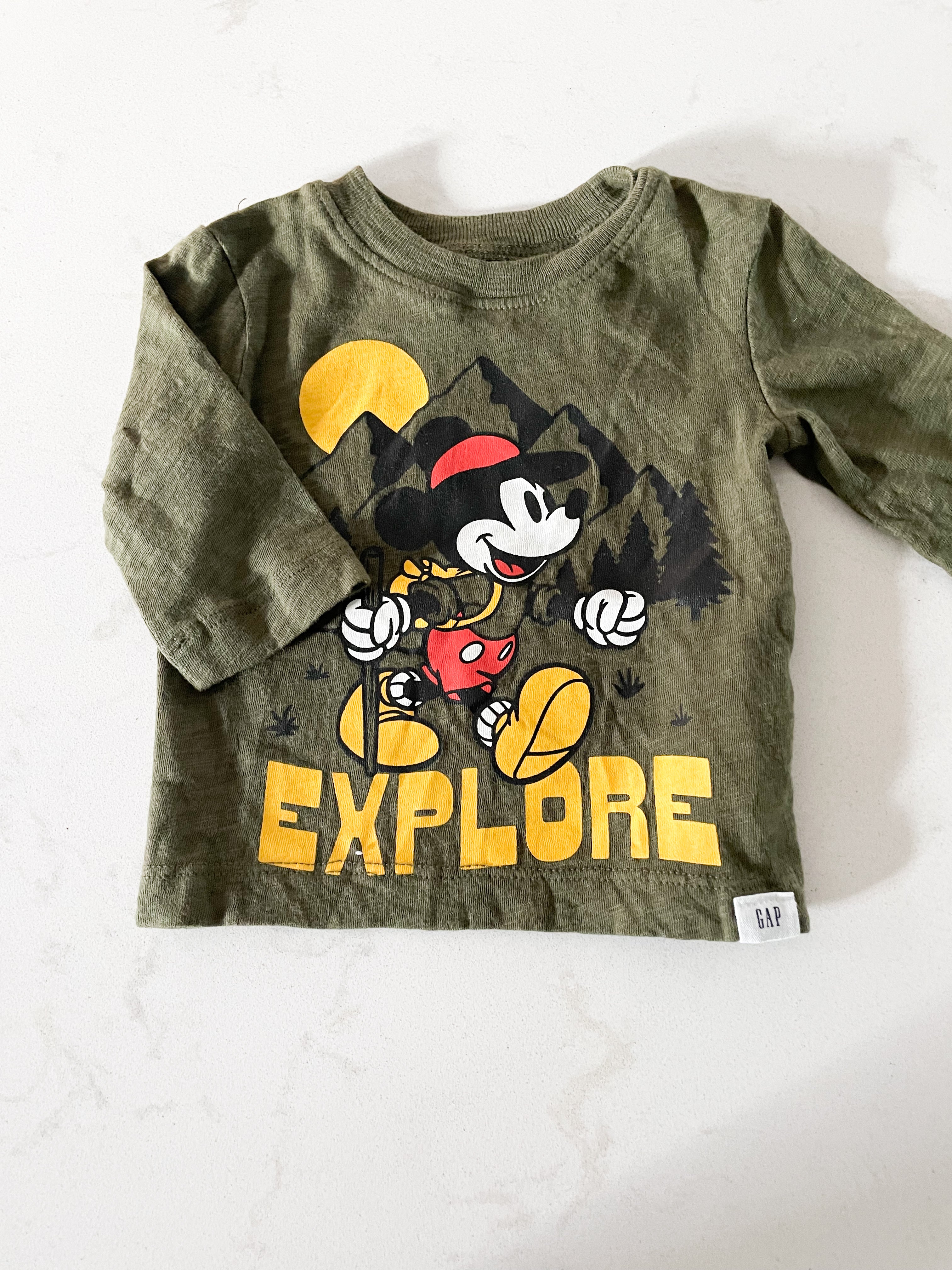 Baby Gap- 0-3 months- long sleeve Mickey hiking shirt