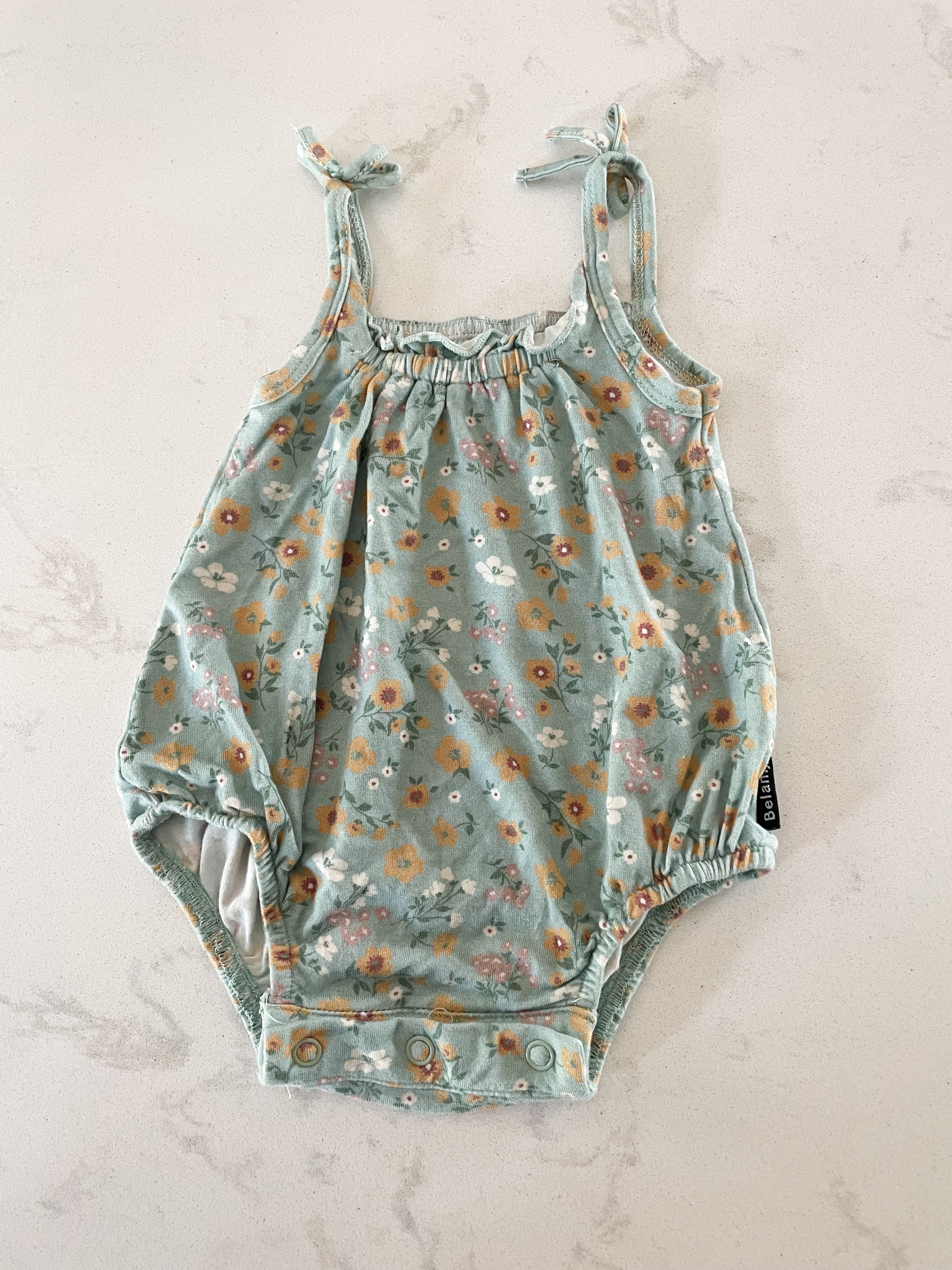 Belan. J- 0-3 months- bamboo floral tank bodysuit