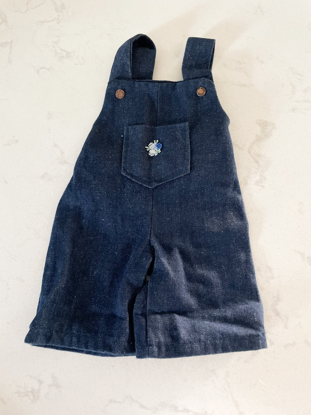 No brand- newborn- homemade Jean dress with floral embroidery