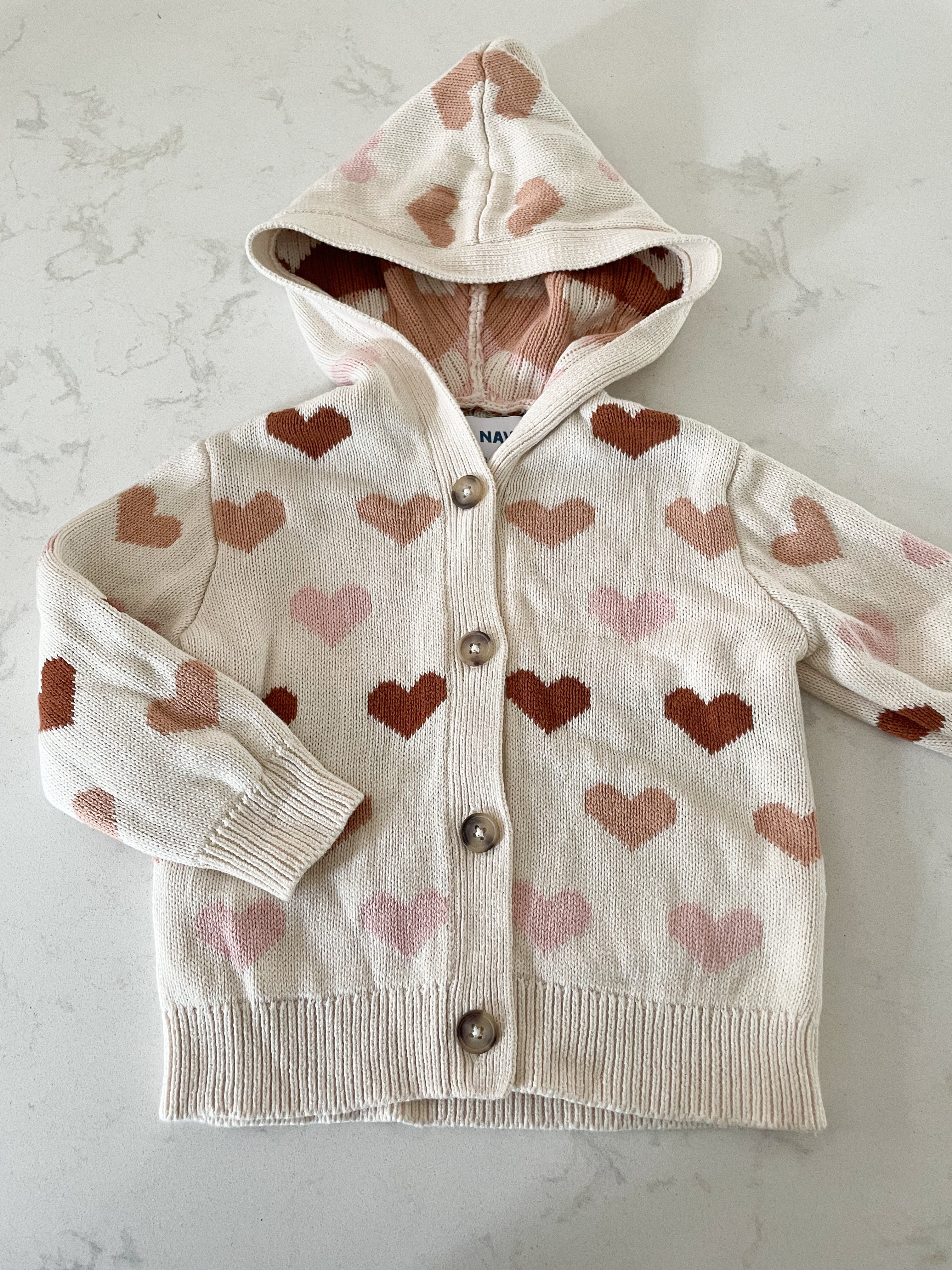 Old Navy- 3T- knit button up cardigan- hearts