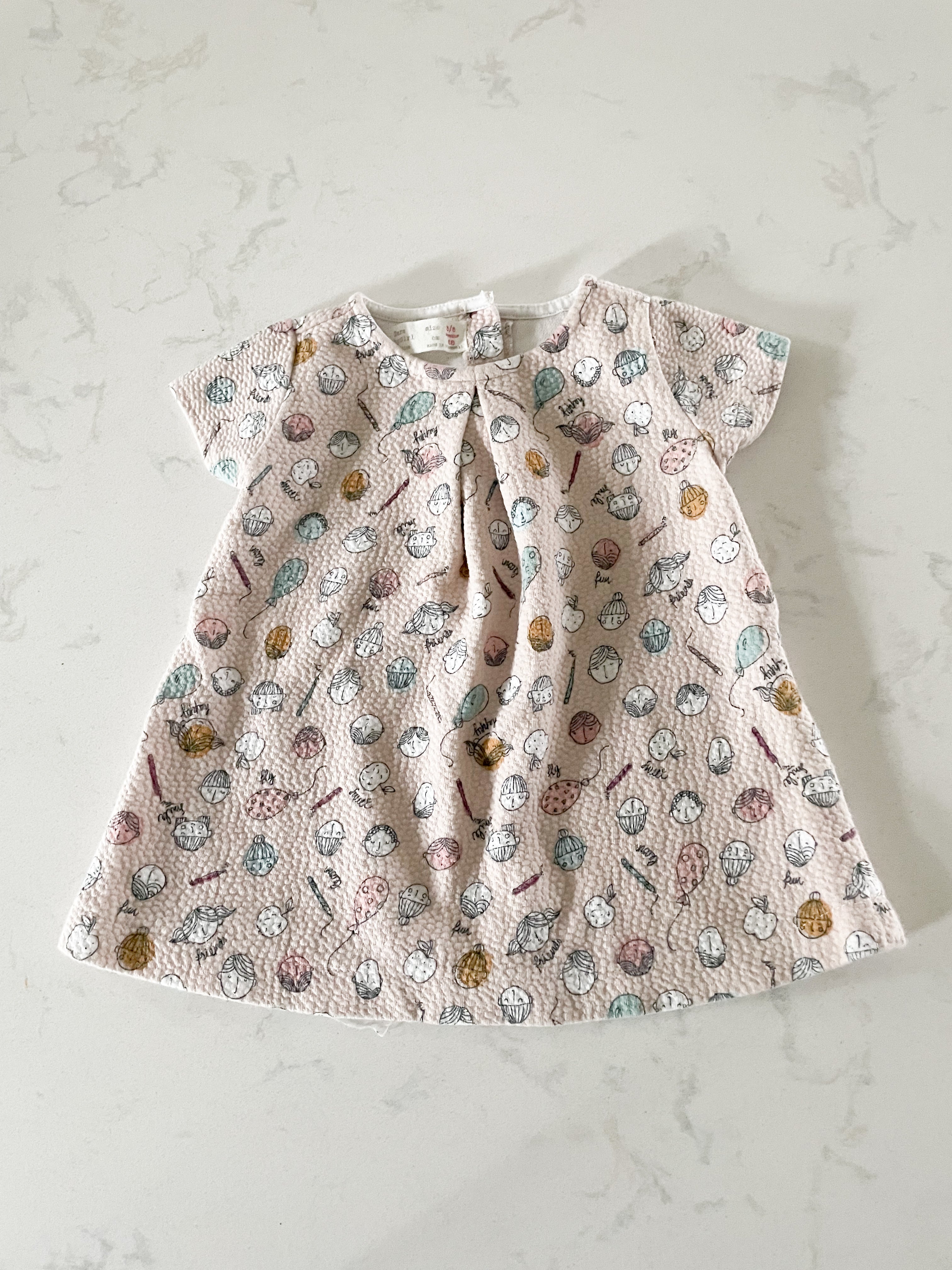 Zara- 3-6 months- pink patterned dress